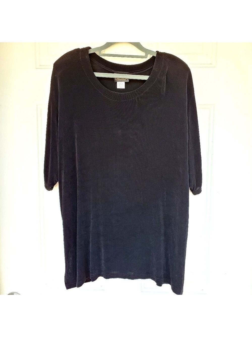 Vtg Brenna's plus sz 2x 3x 4x ribbed black shoulder pads blouse top
